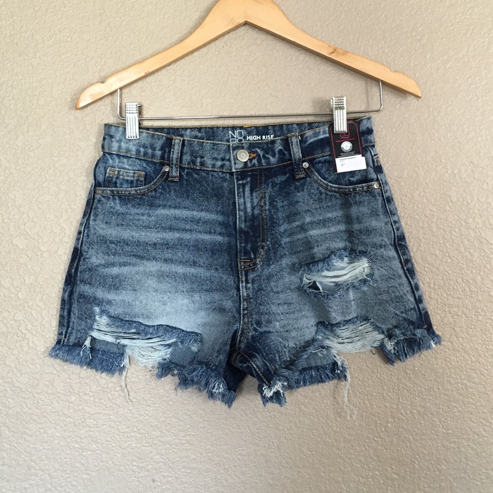 High rise ripped jean shorts